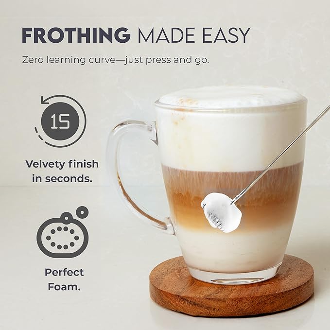 Zulay Kitchen Powerful Milk Frother AA Batteries Included – Ultra Fast Handheld Drink Mixer with Stainless Steel Whisk Stirrer for Coffee, Protein, Matcha & More, Frother Wand Electric Frothmate Red