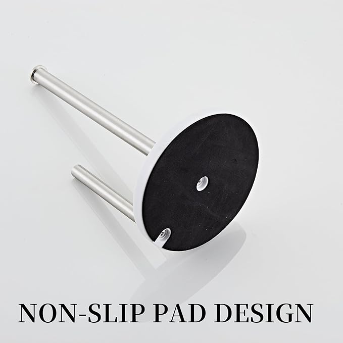 Brushed Nickel Paper Towel Holder,Stainless Steel Paper Towel Holder for Kitchen Roll Organize, Standard or Jumbo-Sized Roll Paper, Countertop Roll Dispenser with Marble Base