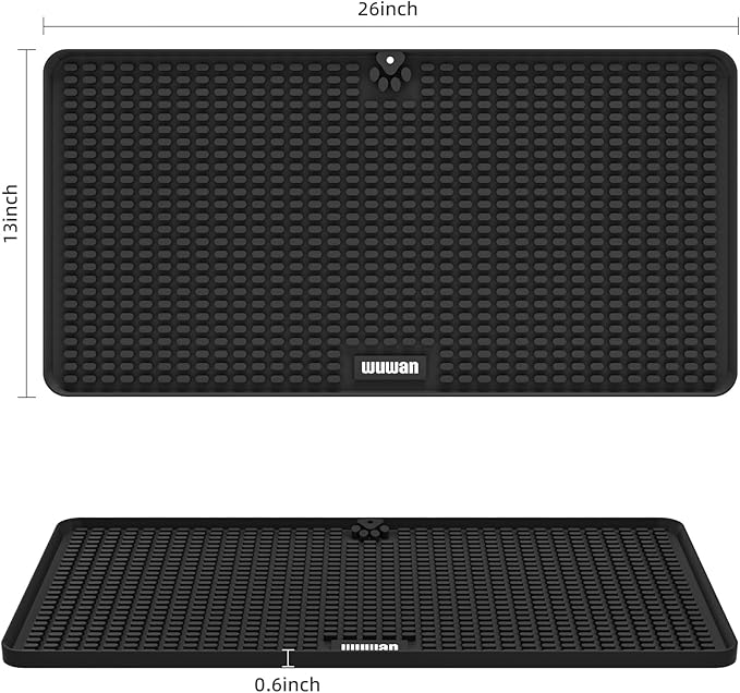 Silicone Dish Drying Mat for Kitchen Countertop, Non-Slip Sink Draining Mat with Raised Ridges, Heat Resistant Absorbent Drying Pad for Dishes, Glasses, Cookware, Easy to Clean Counter Protector