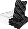 WIBIMEN Mini Ice Cube Trays, 0.55” Tiny Pebble Ice for Iced Coffee & Cocktails, Fast Chill, Easy Twist Release, Stackable with Lid & Storage Bin (4 Pack, Black)
