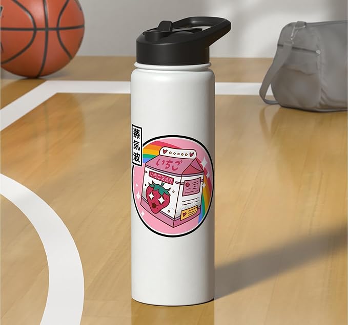 Strawberry Milk Carton Kawaii Rainbow Anime Stainless Steel Insulated Water Bottle
