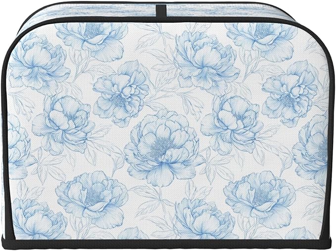 Toaster Cover 4 Slice Flower Pastel Blue Floral Kitchen Small Appliance Covers with Pockets Dust and Fingerprint Protection