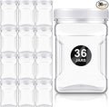 Gerrii 36 Pcs 27 Oz Plastic Storage Jars with Lids, Clear Wide Mouth Square Plastic mason Containers, Paint Storage Containers with Easy Grip Handles, Reusable Wide Mouth Canisters