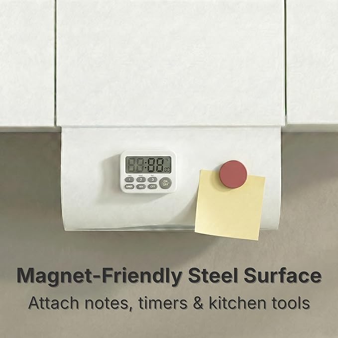 Under Cabinet Paper Towel Holder - No Drill Shelf Mount, Easy Tearing Design, Space-Saving, Magnet-Ready Steel Surface, Fits Standard US Rolls up to 11" (White)