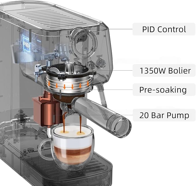 MAttinata Espresso Machine 20 Bar, Compact Espresso Maker with Milk Frother | Coffee Maker, Professional Pump, Steam for Cappuccino Latte, Barista Pressure Gauge, Small for Home, Stainless Steel, Black