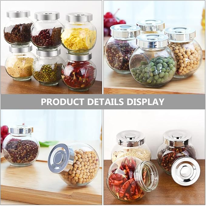 COLLBATH 8pcs Glass Jar Meal Prep Containers Canning Jars Lids Sealed Cans for Home Kitchen