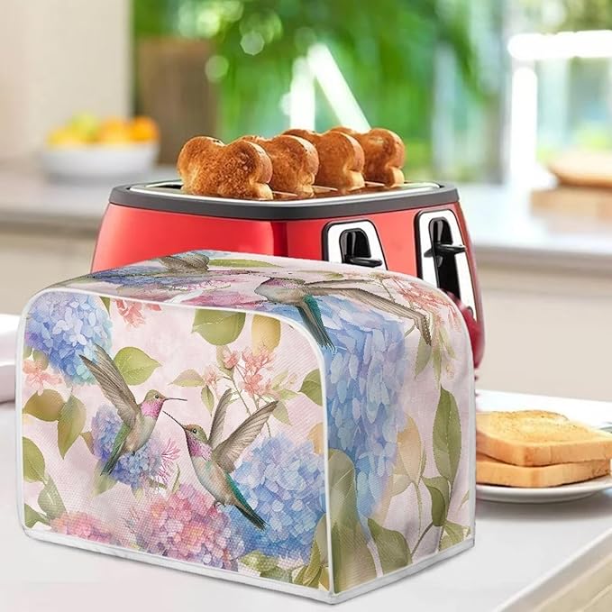 Hummingbird Kitchen Blender Cover Toaster Cover 4 Slice Washable Kitchen Accessories Flower Pattern Small Appliance Protector Dustproof Covers