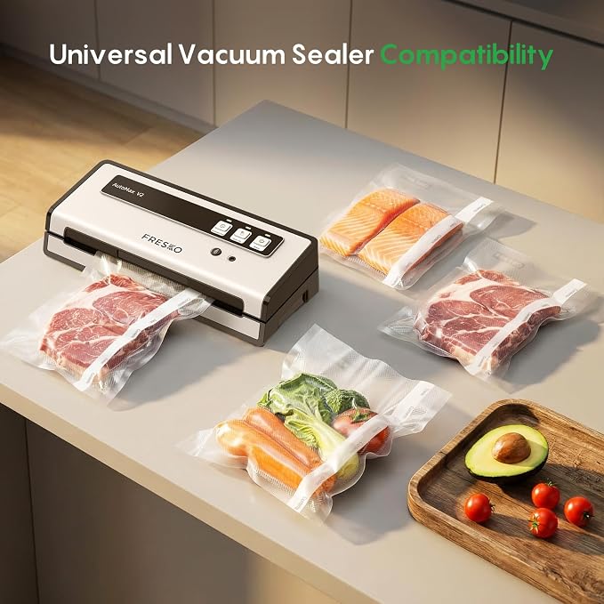 FRESKO 200 Pack 8"x12"Vacuum Sealer Bags, Heavy Duty Commercial Grade Precut Storage Bag, Sous Vide Vacuum Safe, BPA Free