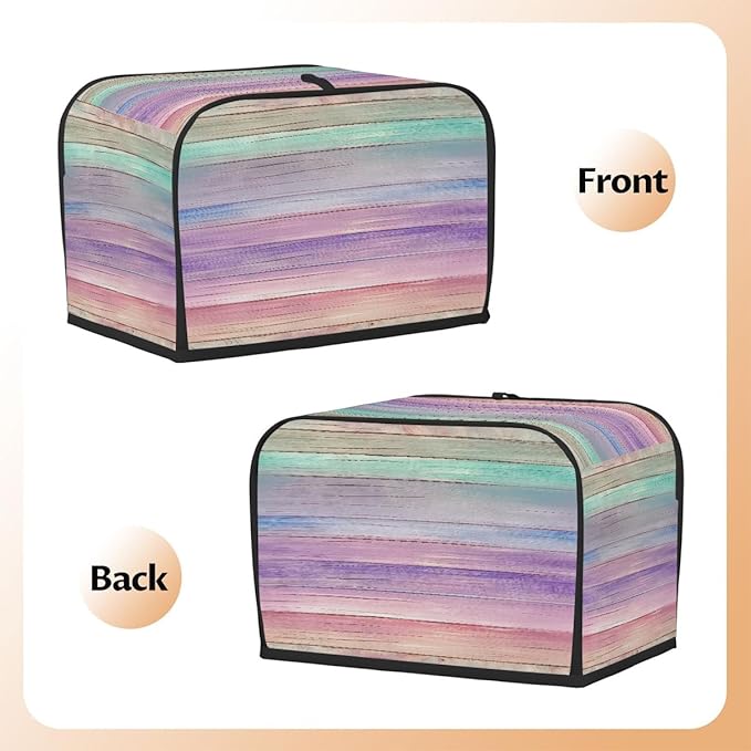 Colorful Wooden Beach 4 Slice Toaster Cover Dust And Fingerprint Bread Maker Cover Bakeware Protector Washable Appliance Covers Kitchen Accessories For Home Kitchen Women Gift