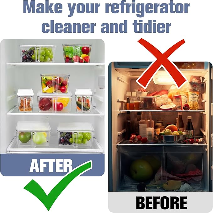 Havawish 6 Pcs Ice Storage Bin for Freezer with Lid and Flexible Scoop Set Plastic Ice Container with Lid Handle for Home Office Fridge Storage (12.4 x 8.07,12.4 x 5.91,12.4 x 3.94 Inches,Clear)