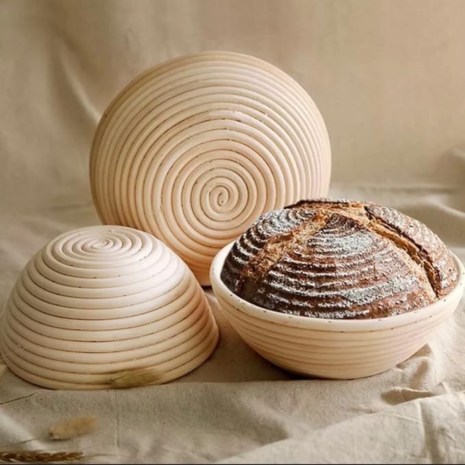 10 Inch Round Bread Banneton Proofing Basket Set of 2 Sourdough Proofing Basket kit for Artisanal Baking – Bread Making Tools For Professional & Home Bakers (10 inch round- 2 pack)