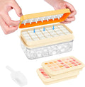 PHINOX Ice Cube Tray with Lid and Bin, Ice Trays for Freezer, Flexible Ice Cube Trays, Making 56 pcs Ice Cubes, Chilling Cocktail, Whiskey, Coffee, with 2 trays, Ice Container, Scoop&Cover, BPA Free