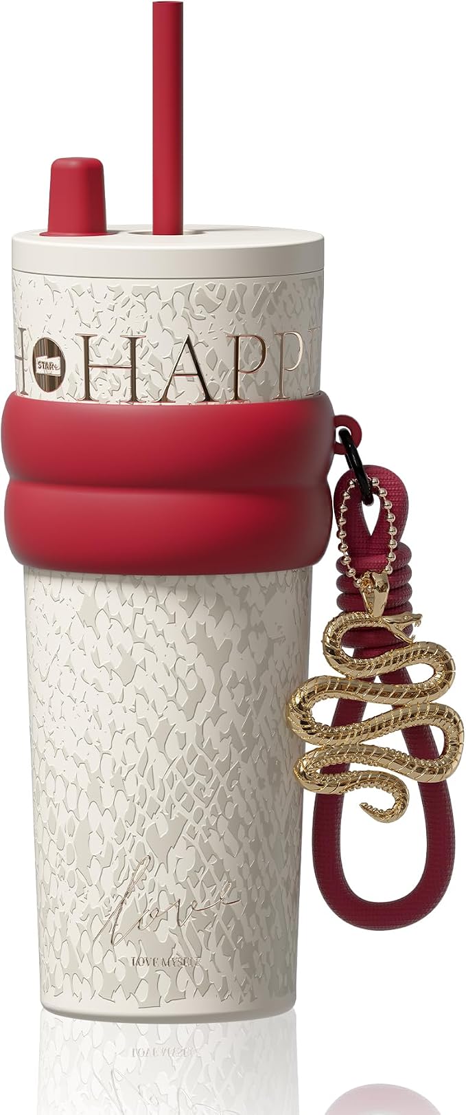 24 oz Tumbler with Lid and Straw, Insulated Coffee Mug Leak Proof, Portable Iced Travel Water Bottle, Reusable Thermal Coffee Cup, Gifts for Women, Pearl White