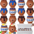 Gejoy 12 Pcs 3oz Cantaritos De Barro Shot Mini Clay Cups Jarritos De Barro Mexicanos Taco Cocktail Glasses for Tequila, Margaritas, Mojitos, Mojitos Cold Hot Drinks (Elegant)