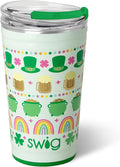 Swig Life 24oz Party Cup, Stackable Insulated Travel Coffee Tumbler with EZ Slider Lid, Cup Holder Friendly, Stainless Steel 24 oz Tumbler, Reusable Coffee Mug (Lucky Charm)