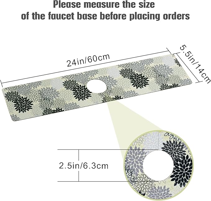 Sink Faucet Absorbing Mat, 2 Pack Drying Mat Around Faucet Sink Splash Guard Behind Faucet Sinkmat For Kitchen Bathroom Island Rv 24 * 5.5 Inch (60 * 14 cm)