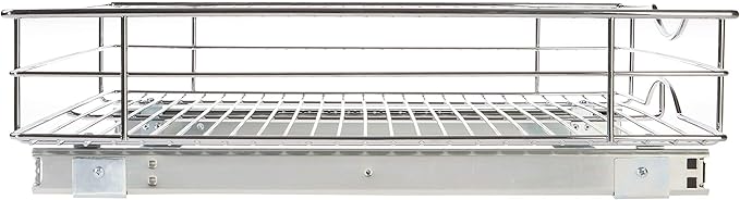 Home Zone Living Pull Out Kitchen Cabinet Organizer with Slide Out Drawer for Space Saving Storage, 20” W x 21” L
