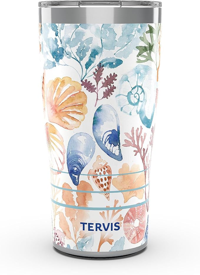 Tervis Traveler® Stainless Steel 20oz Traveler™ with Slider Lid | Sara Berrenson - Marine Mosaic | Double-Wall Vacuum Insulated Travel Cup, Keeps Drinks Hot