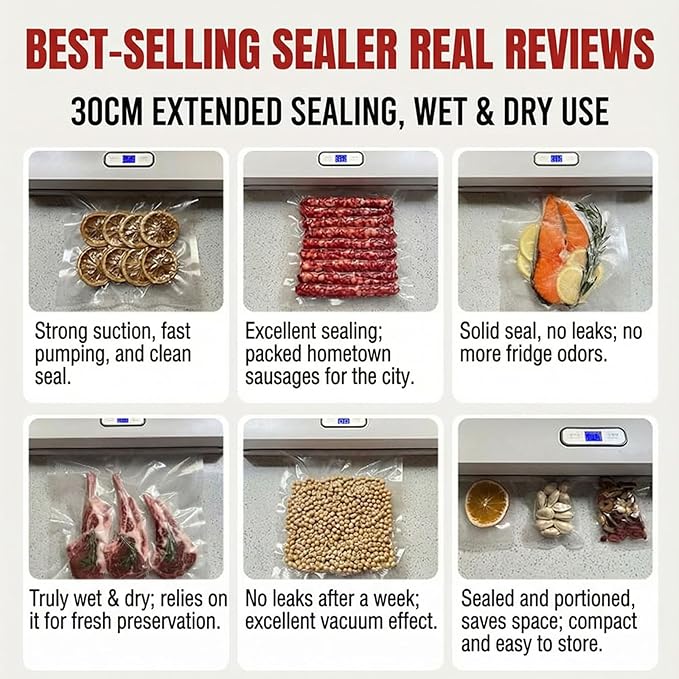 ROOM127 Vacuum Sealer Machine, Easy to Use Compact Food Sealer for Home Kitchen Storage & Meal Prep, 60kPa Automatic Dry & Wet Modes for Meat & Fresh Food, 20 Starter Bags Included White
