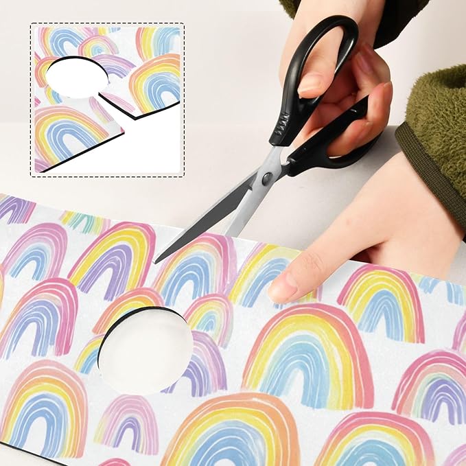 Kitchen Sink Splash Guard 2 PCS 14.7 Inch Sink Faucet Mat Splash Guard for Bathroom Countertop Water Absorbent Foldable Cuttable Soft Washable Gradient Cute Rainbows