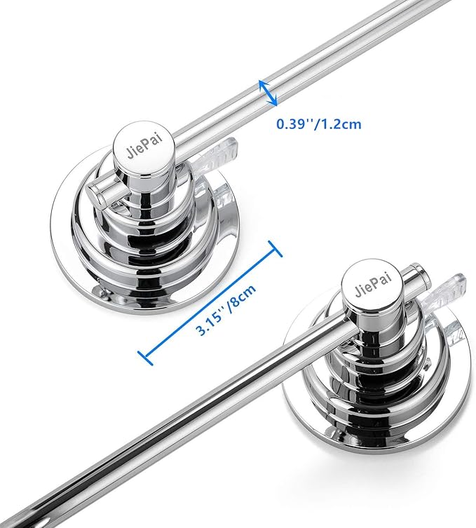 JiePai No Drilling Suction Cup Towel Bar 16 Inches, Heavy Duty Wall Mount Towel Holder for Bathroom & Kitchen, Vacuum Suction