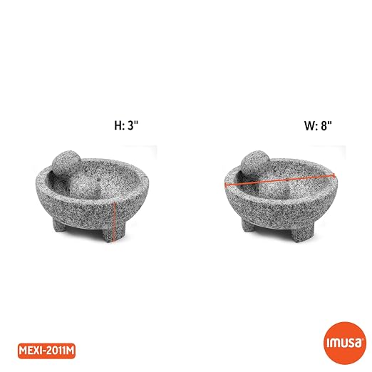 IMUSA USA Super Heavy Traditional Granite Molcajete Spice Grinder, 8-Inch, Gray, 8