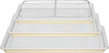 Nonstick Ceramic Baking Sheet With Rack, 3-Pack Half/Jelly Roll/Quarter Sheet Pan, Non-Toxic, PTFE & PFOA Free, Warp-Free, Oven Safe 550°F, Dishwasher Safe, Aluminized Steel, Gray Yellow