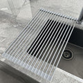 Roll Up Dish Drying Rack，Kitchen Silicone Wrapped Rolling Dish Drainer，Multipurpose Foldable Over The Sink Drying Mat, Heat-Resistant Anti-Slip Drainage Mat(Gray,43x33cm/16.9x13.0in)