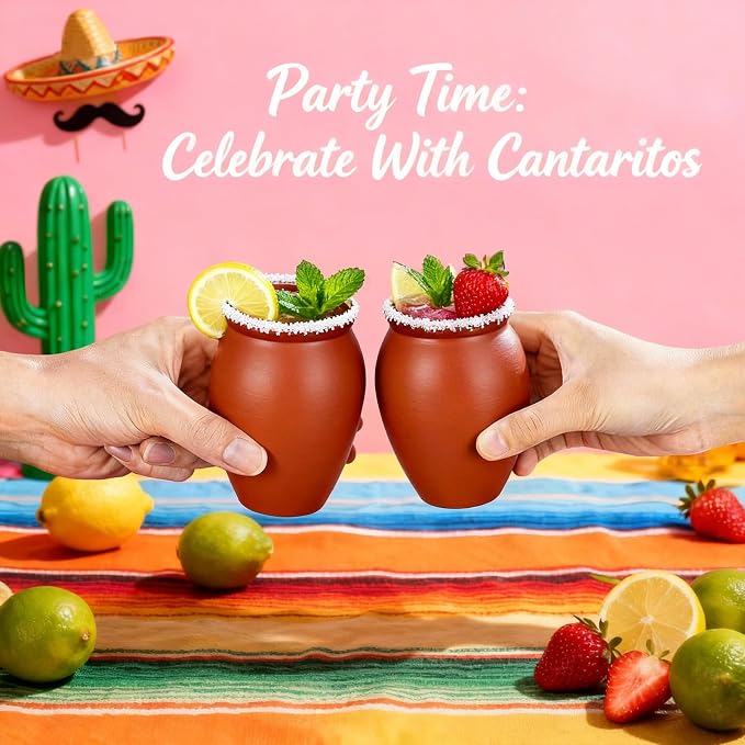 FirstGift 24 Pcs Natural Cantaritos De Barro 3oz - Unpainted Mexican Clay Shot Glasses for Tequila & DIY, Handmade Terracotta Cups for Taco Tuesday, Large Fiesta Party & Crafts