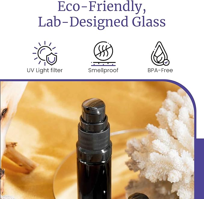 Infinity Jars 5 ML (0.17 fl oz) Refillable UV Black Glass Pump Bottles Leak-Proof Travel Containers for Toner, Sanitizer, Beard Oil, Hair Serum, Essential Oils