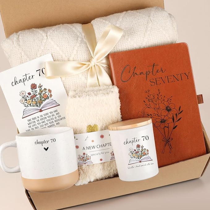 70th Birthday Gifts for Women, Unique Chapter 70 Year Old Birthday Gifts for Women Happy 70th Bday Gift Basket for Her Turning 70 Year Old Gift Box Ideas for Woman Wife Mom Grandma Sister Friend | Chapter 70