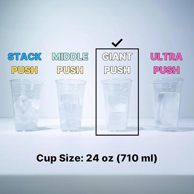 Season 3 GiantPush Silicone Large 2-Inch Ice Cube Tray with Lid, Square Whiskey Ice Mold for Cocktails & Highball, Slow-Melting Ice Maker, Easy Release, BPA Free (BLACK, 2-Tier Set)
