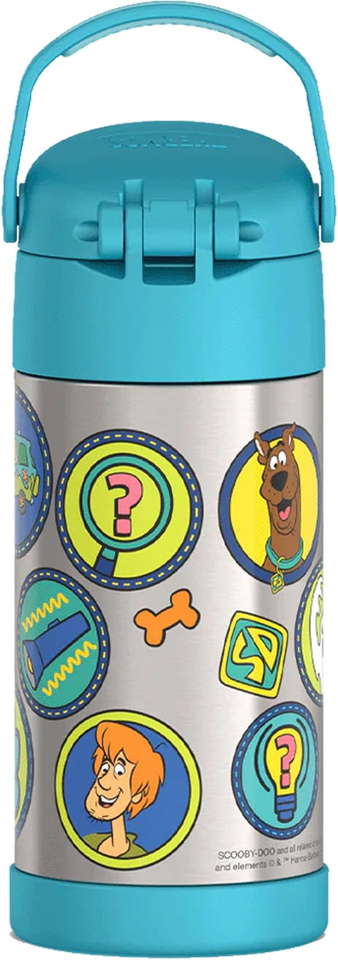THERMOS FUNTAINER Water Bottle with Straw - 12 Ounce - Kids Stainless Steel Vacuum Insulated Water Bottle with Lid, Scooby-Doo