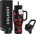 Coldest Tumbler with Handle and Straw - 100% Leak Proof Insulated Tumbler with Lid and Straw (3 Lids) - Stainless Steel Tumblers for Women & Men - Cup Holder Friendly Base, 36 oz (All in)