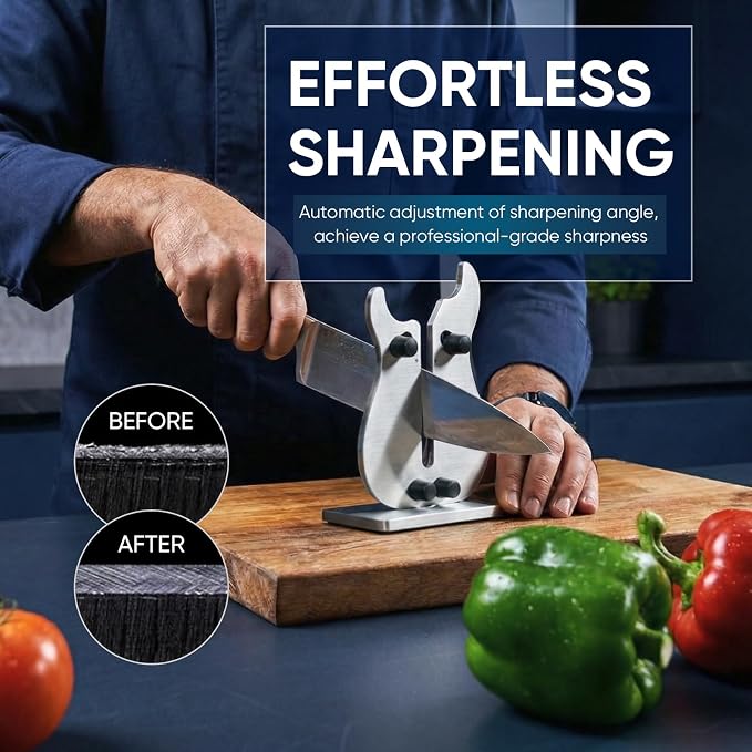 VQ-5 Professional Knife Sharpener | 3-Action Tungsten Carbide | For Repair, Restoration and Sharpening, Easy to Use, Replacement Blades Included, Soild and Durable, Guitar Shaped Design ﻿