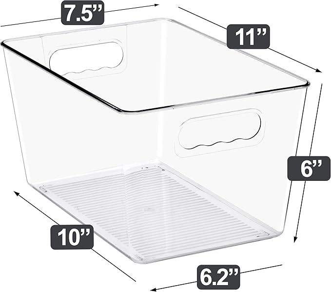 Sorbus Clear Storage Bins, 8 Pack Large Organization Bins with Handles – Clear Storage Containers for Storage, Pantry, Fridge, Cabinet, Closet & Kitchen Organization – BPA-Free Plastic