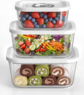 Mehomeli Glass Vacuum Seal Containers for Food Storage, 3pcs set [1x Small, 1x Medium, 1x Large],Works with Handheld Vacuum Sealer for Freezer, Liquid & Delicate Foods,BPA-Free, with Date Tracking Lid