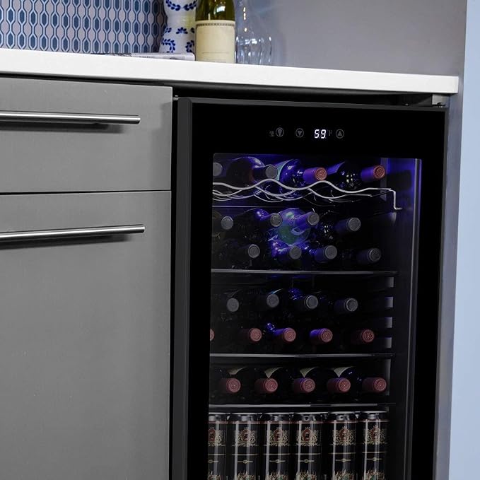 Antarctic Star 36 Bottle Wine Cooler/Cabinet BeverageRefrigerator Small Mini Wine Cellar Beer Soda Bar Fridge Quiet Operation Compressor Adjust Temperature Freestanding Black, 4.5 Cu. ft