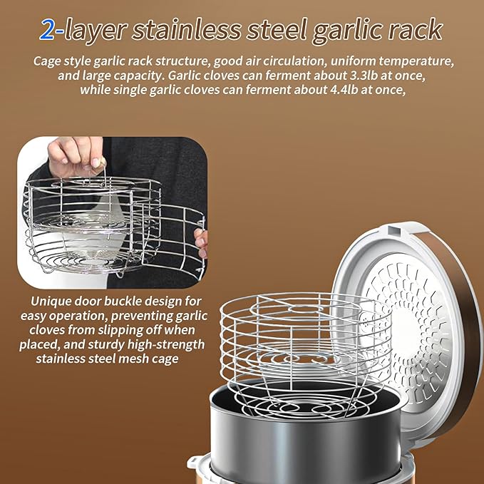 6L Black Garlic Fermenter,Yogurt Maker with Adjustable Temperature & Time Control,Garlics Maker Multi, Clove Garlic Cooker, Kimchi machine,Sweet Rice Wine Maker Full Automatic,Natto Maker