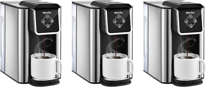 Mecity Coffee Maker 3 in 1 Single Serve Coffee Machine,Compatible with K cup Capsules,Instant-Coffee Pot,Tea maker,6,8,10 Oz Cup,Removable 50 Oz Water Reservoir,120V 1150W,(Pack of 3)
