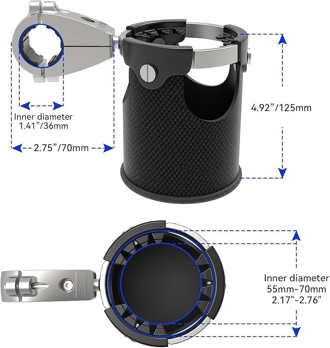 LEXIN LX-C3 Motorcycle Cup Holder with 360°swivel ball-Mount, Large Boat Drink Holder with Basket, Metal Handlebar Mount for Motorcycle Passenger/ATV/Scotter/Harley, Fits Handlebar 7/8'' to 1 1/4''
