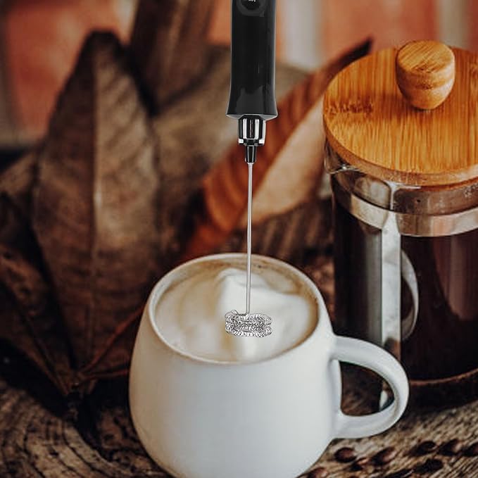 Rechargeable Milk Frother, Handheld Electric Whisk with Stand, 1200mAh Battery Drink Mixer for Coffee, Egg & Drink Mixing