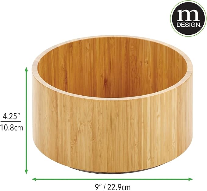 mDesign Lazy Susan Turntable Bamboo Spinner for Kitchen Cabinet, Pantry, Fridge, Cupboards, or Counter, Fully Rotating Organizer for Food, Spices, or Condiments, 9" Round, Echo Collection, Natural/Tan