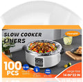 100 Pack Slow Cooker Liners, Large Size 14"x 22" Cooking Bags Disposable Pot Liners, Plastic Slow Cooker Bags Fits 6-10 Quarts, BPA Free, Suitable for Oval & Round Pot