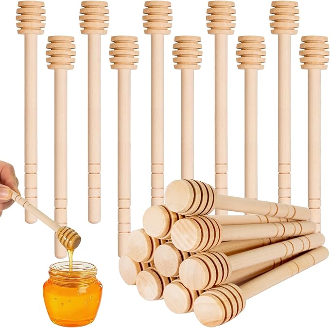 10Pcs 6 Inch Honey Dipper Sticks - Wooden Honey Dipper, 6 Inch Mini Honeycomb Stick, Honey Stirrer Stick for Honey Jar Dispense Drizzle Honey and Wedding Party Present