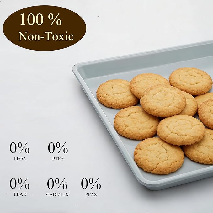 Ceramic Baking Sheet, Cookie Sheets for Baking 15x10" | Non-Stick & Non-Toxic Ceramic Coating, 2.2mm Thick Aluminum Oven Trays for Cooking, PTFE & PFOA Free