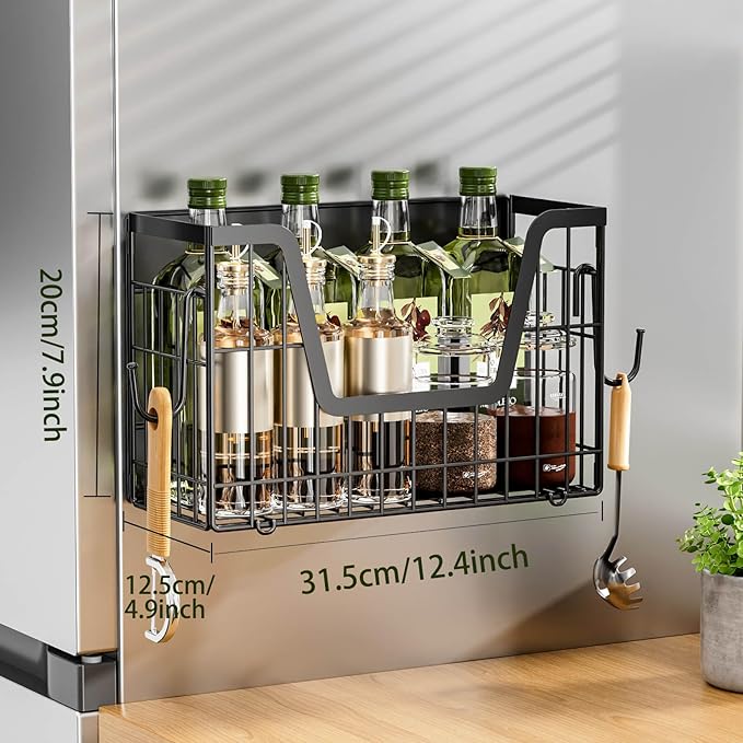 2 Pack Magnetic Shelf for Fridge,Magnetic Shelves for the Side of the Refrigerator,Magnetic Fruit Basket,Magnetic Hanging Shelf for Laundry Room