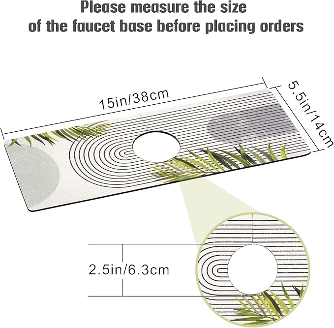 Sink Faucet Absorbing Mat, 2 Pack Drying Mat Around Faucet Sink Splash Guard Behind Faucet Sinkmat For Kitchen Bathroom Island Rv 15 * 5.5 Inch (38 * 14 cm)