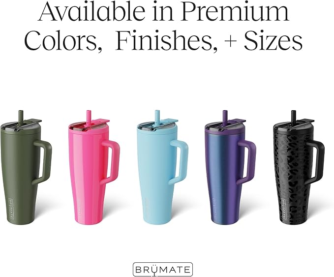 BrüMate Era Flip 40oz Tumbler with 100% Leakproof Covered Straw Lid | Hygienic Covered Straw | Insulated Stainless Steel Water Bottle with Handle | Cup Holder Friendly | BPA-Free (Guava)