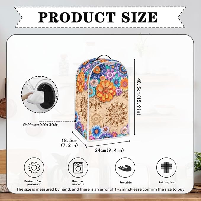 Boho Mandala Floral Blender Cover Toaster Cover Washable Dust Cover Dustproof Bakeware Cover Kitchen Appliance Accessories Size S